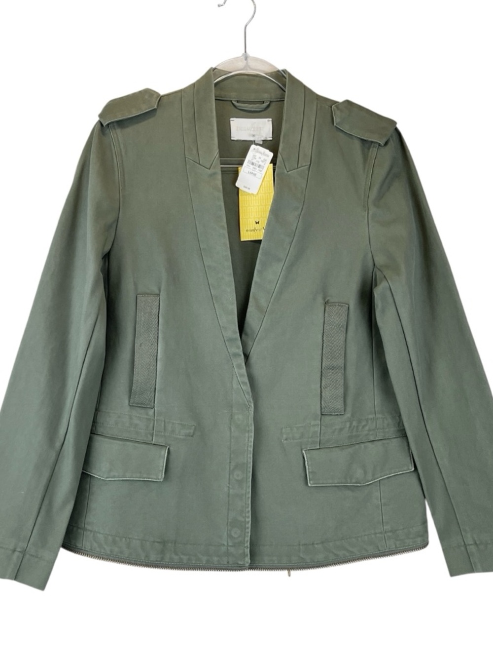 Zadig & Voltaire Vedam Bis Military Green Skull Cotton Utility Jacket Flaws Sz L - Picture 2 of 15